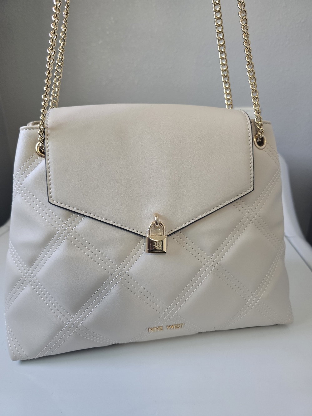 Nine West Cream Quilted Chain-Handle Shoulder Bag